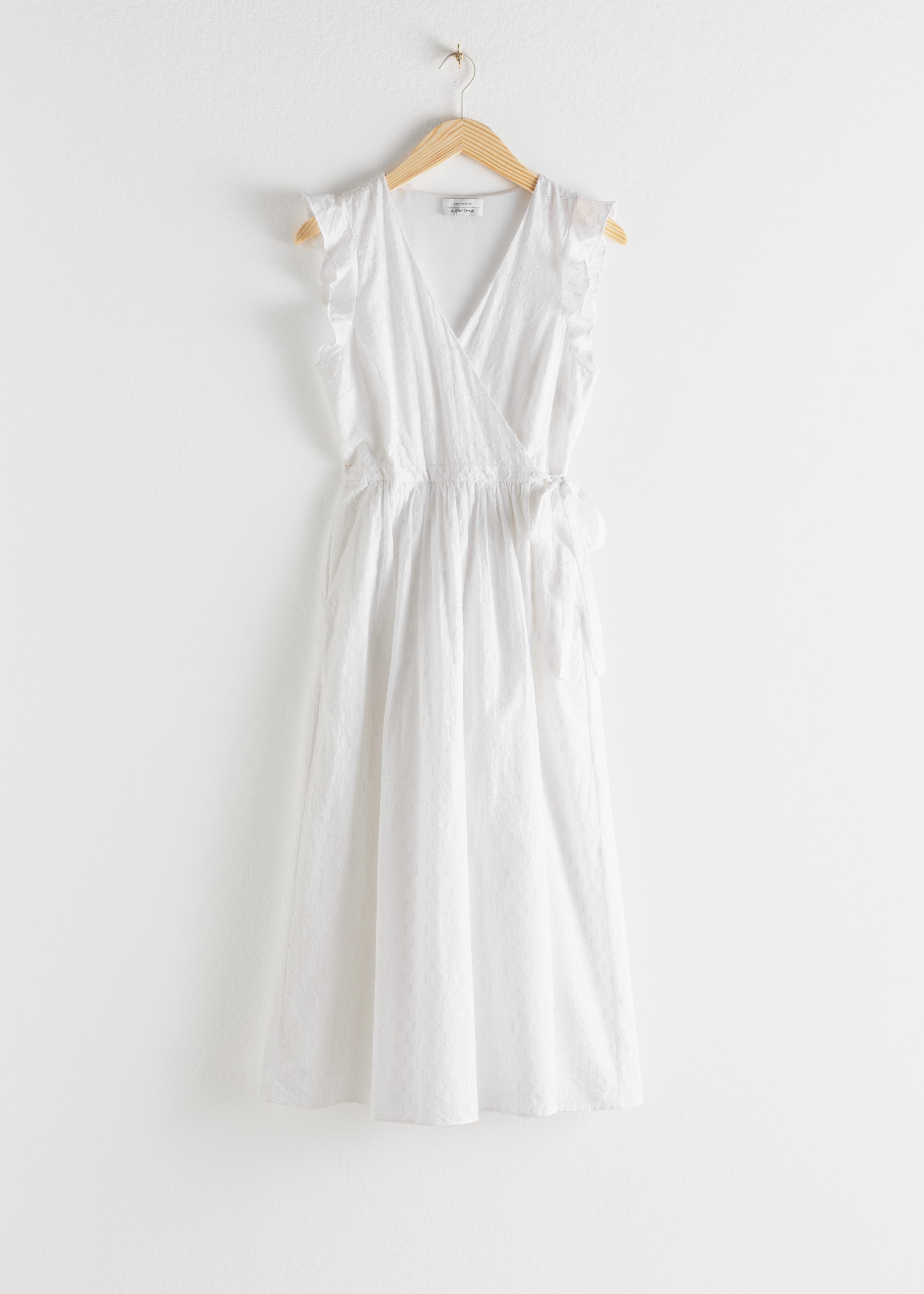 Ruffled Midi Wrap Dress White ...